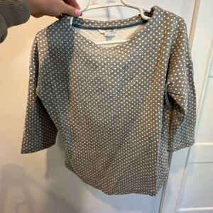 Boden Gray and White Polka Dot Top